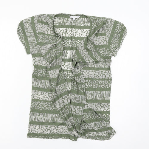 store twenty one Womens Green Striped  Cardigan Jumper Size 10