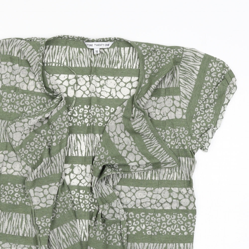store twenty one Womens Green Striped  Cardigan Jumper Size 10