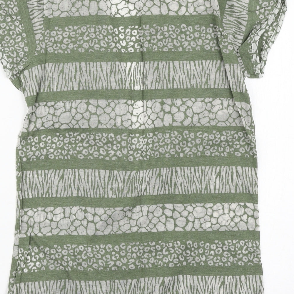 store twenty one Womens Green Striped  Cardigan Jumper Size 10