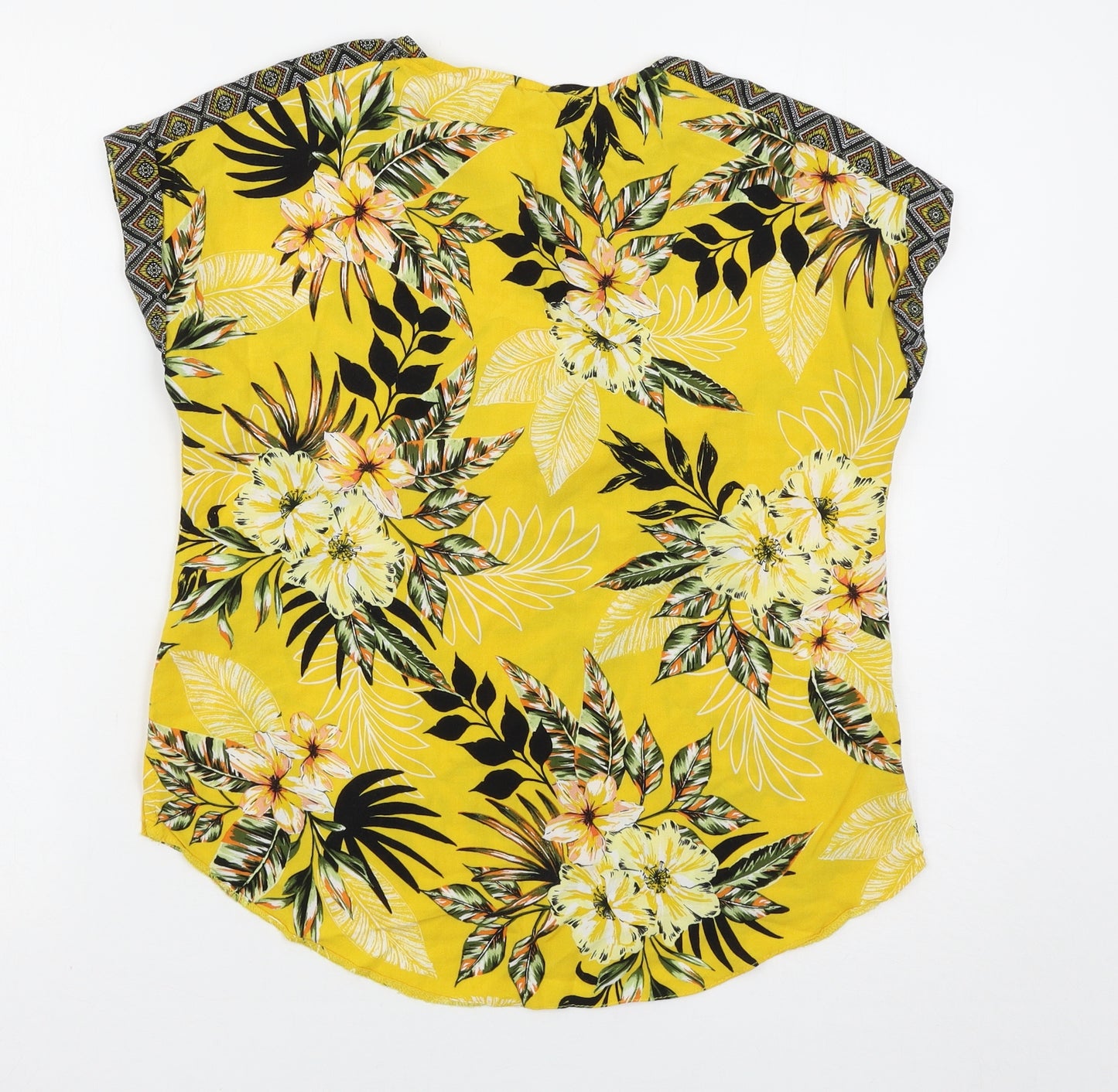 Dorothy Perkins Womens Yellow Floral  Basic T-Shirt Size 8