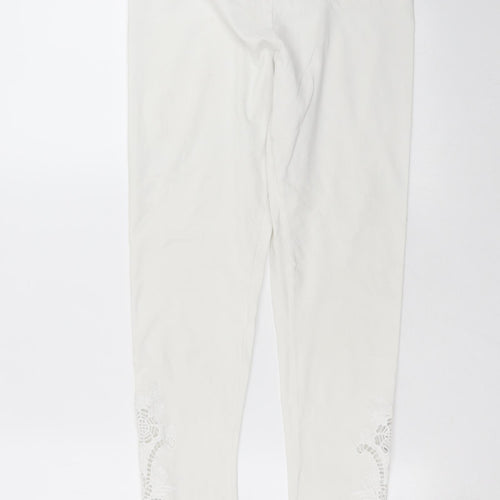 George Womens White Floral   Leggings Size 14 L25 in - crochet detail