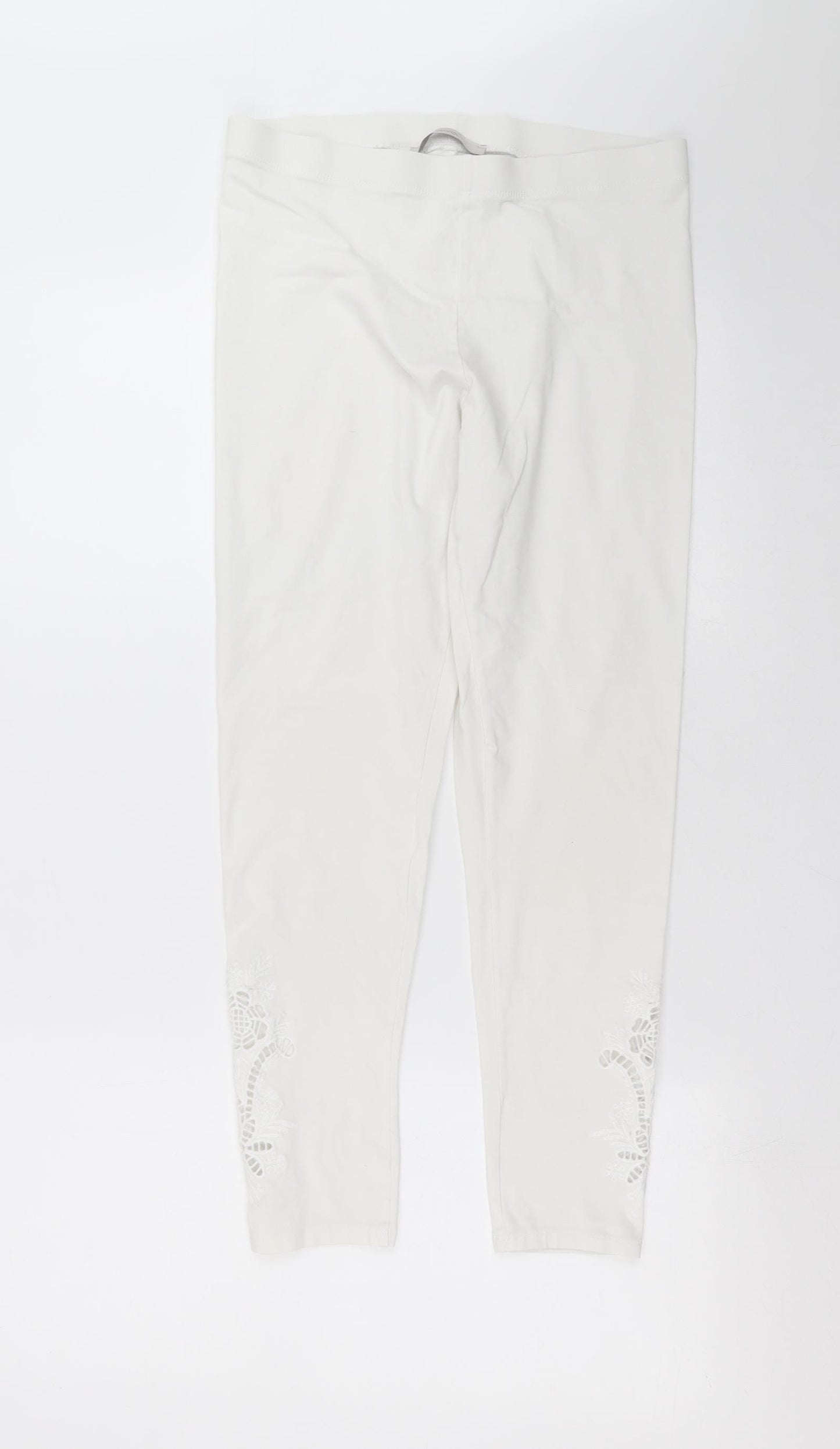 George Womens White Floral   Leggings Size 14 L25 in - crochet detail