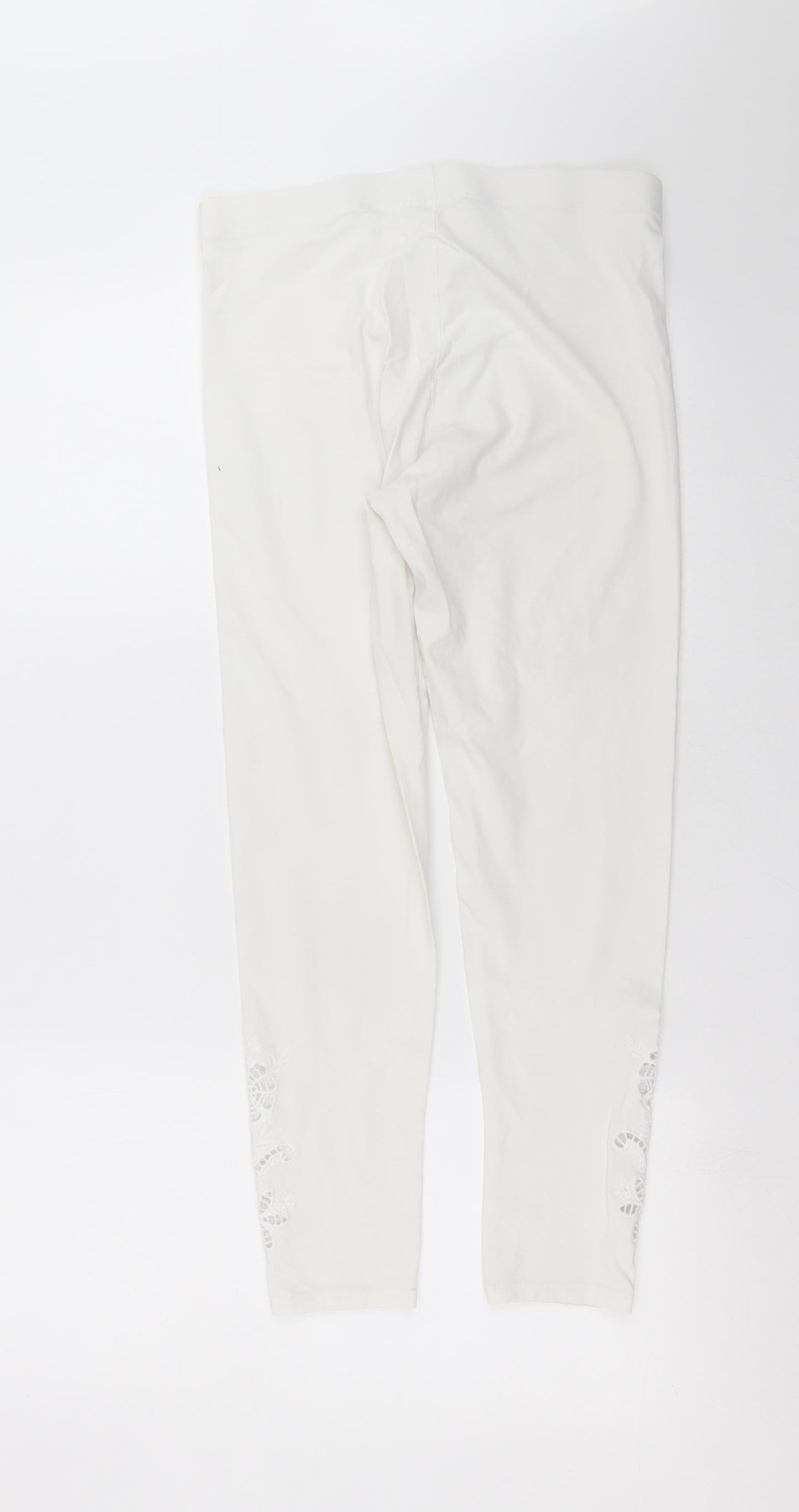 George Womens White Floral   Leggings Size 14 L25 in - crochet detail