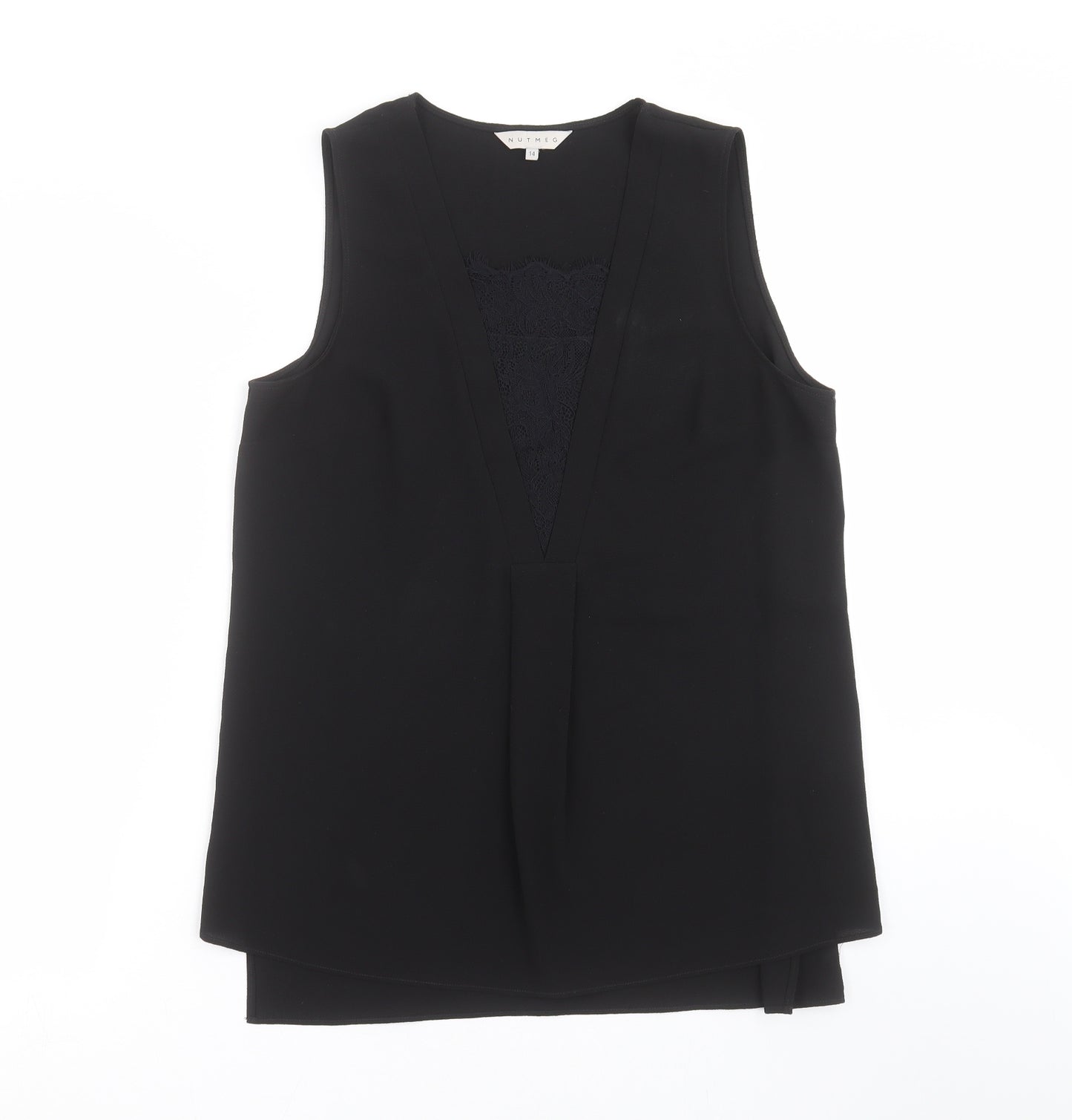 Nutmeg Womens Black   Basic Blouse Size 14  - lace trim