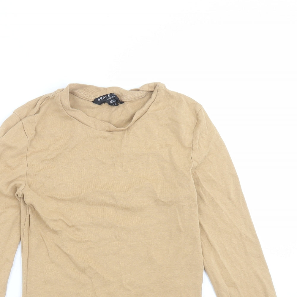 Brave Soul Womens Beige   Basic T-Shirt Size XS