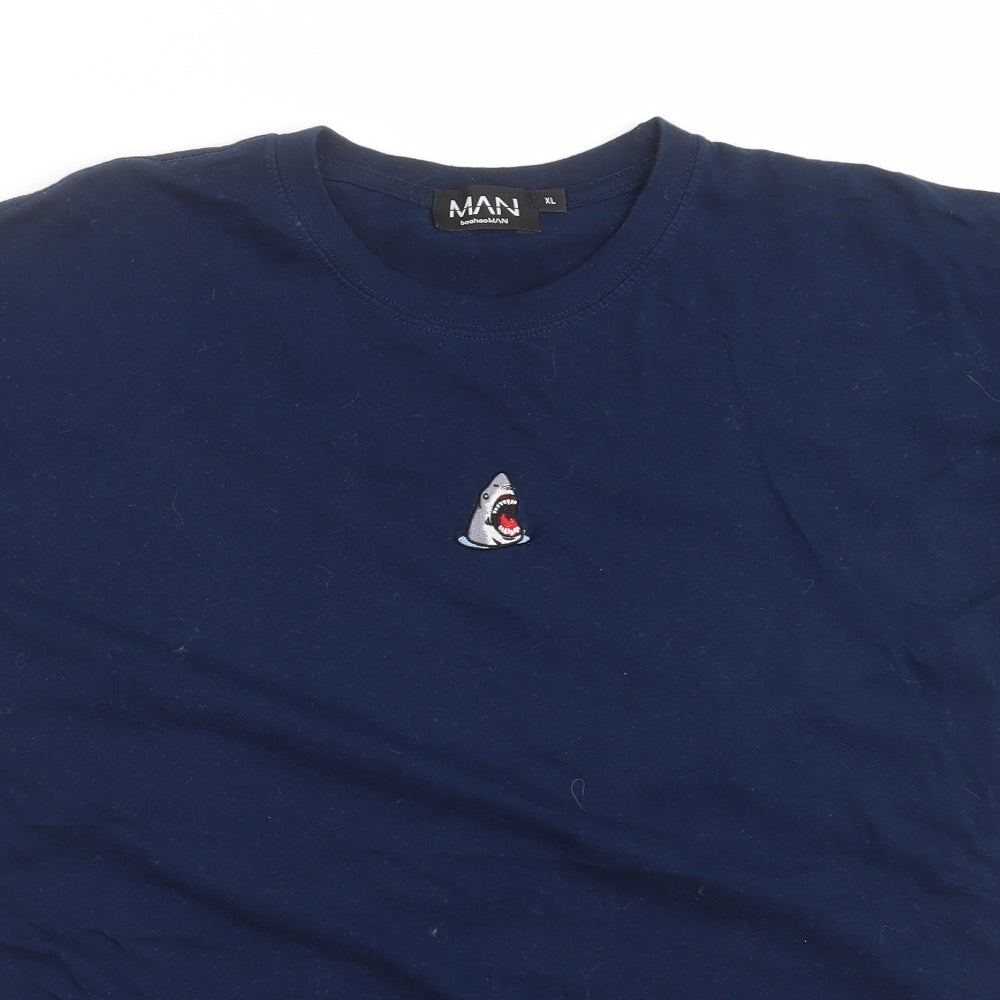BOOHOO MAN Mens Blue    T-Shirt Size XL  - shark