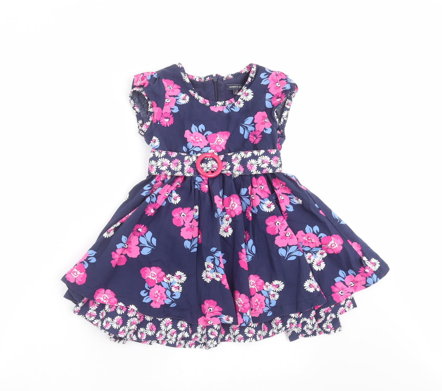 Pumpkin Patch Girls Blue Floral  Fit & Flare  Size 4 Years