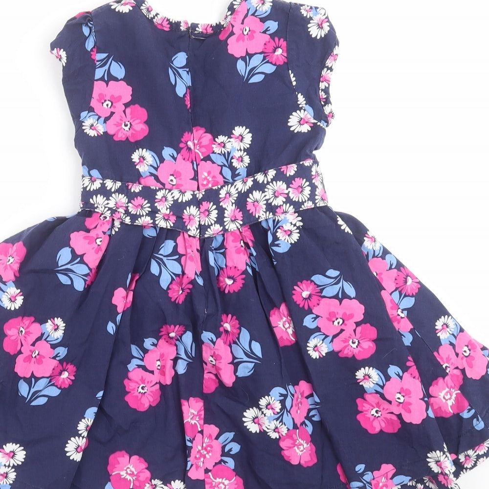 Pumpkin Patch Girls Blue Floral  Fit & Flare  Size 4 Years