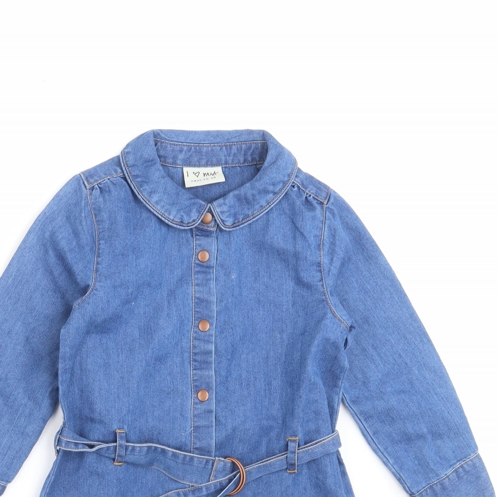 NEXT Girls Blue  Denim Shirt Dress  Size 4 Years