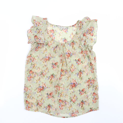 Peacocks Womens Green Floral  Basic Blouse Size 10