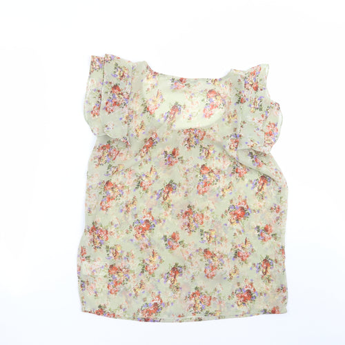 Peacocks Womens Green Floral  Basic Blouse Size 10