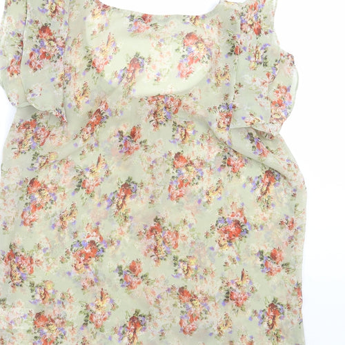 Peacocks Womens Green Floral  Basic Blouse Size 10