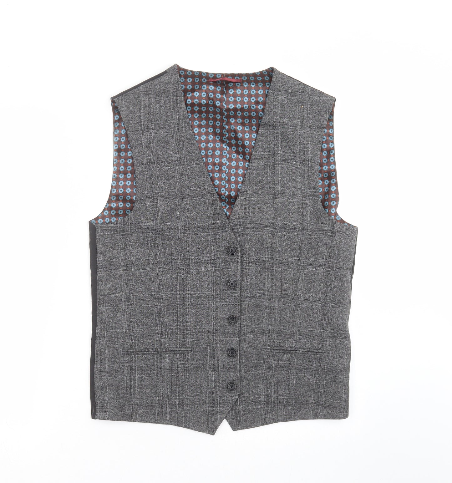 NEXT Mens Grey Check  Jacket Suit Waistcoat Size 40