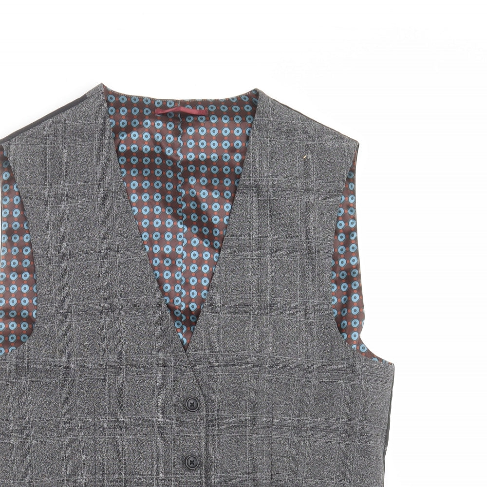 NEXT Mens Grey Check  Jacket Suit Waistcoat Size 40