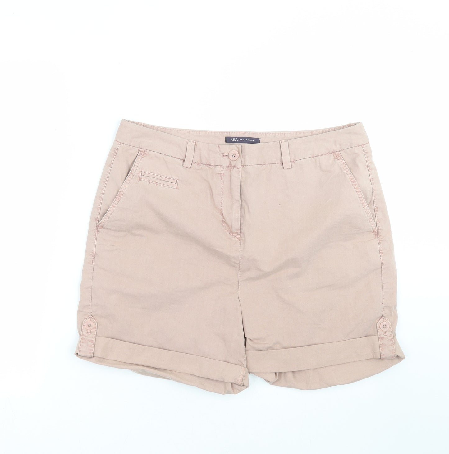 Marks and Spencer Womens Pink   Chino Shorts Size 14
