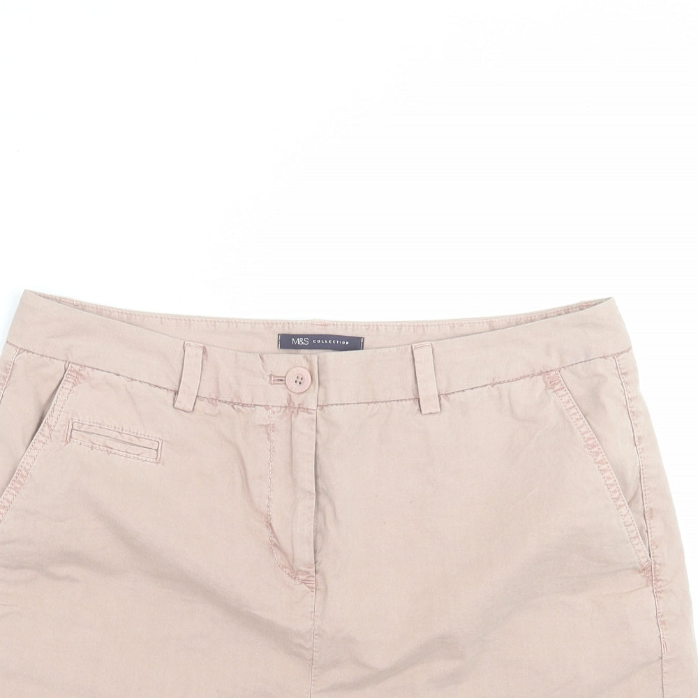 Marks and Spencer Womens Pink   Chino Shorts Size 14