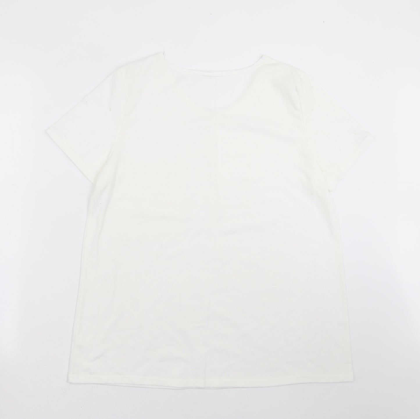 Preworn Womens White   Basic T-Shirt Size M  - hole pattern