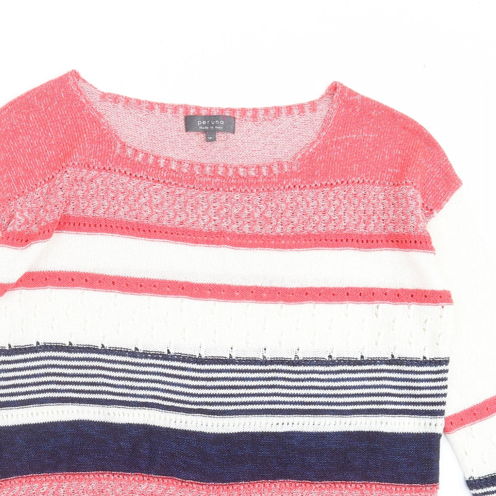 Marks and Spencer Womens Multicoloured Striped Knit Pullover Jumper Size 14