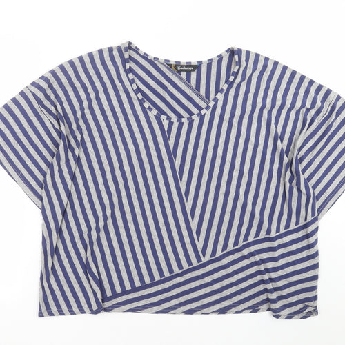Kaleidoscope Womens Blue Striped  Basic T-Shirt Size M
