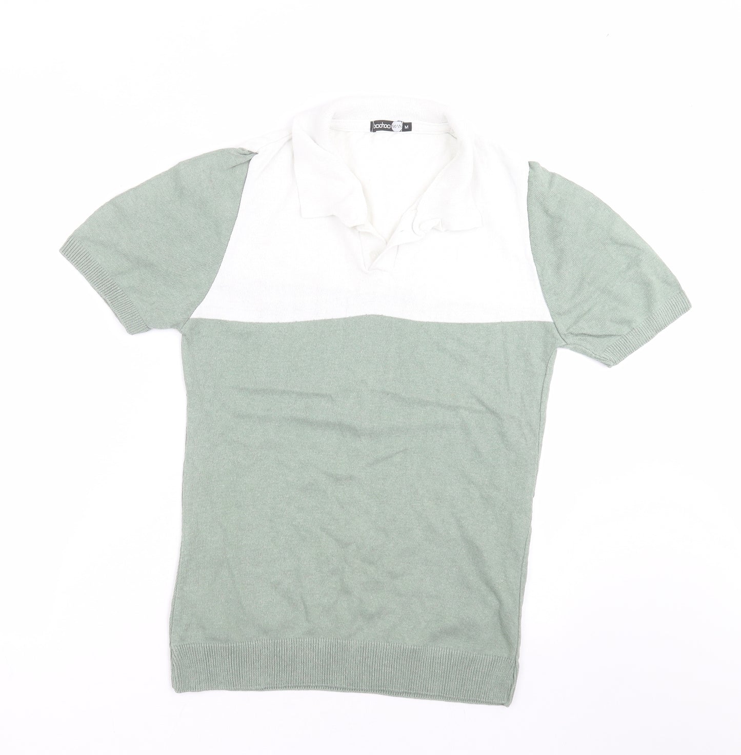 BOOHOO MAN Mens Green  Knit  Polo Size M