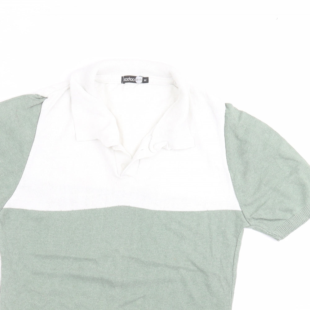 BOOHOO MAN Mens Green  Knit  Polo Size M