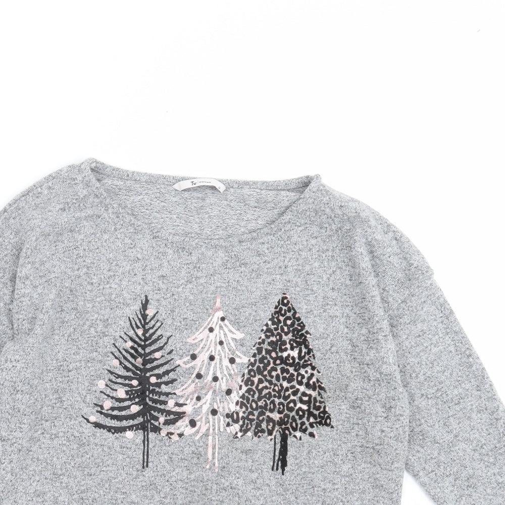 TU Womens Grey  Knit Pullover Jumper Size 8  - trees