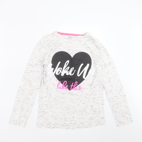 F&F Girls Grey   Basic T-Shirt Size 11-12 Years  - Woke up like this