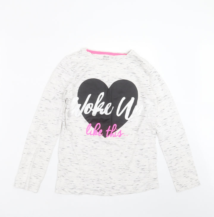 F&F Girls Grey Basic T-Shirt Size 11-12 Years - Woke up like this