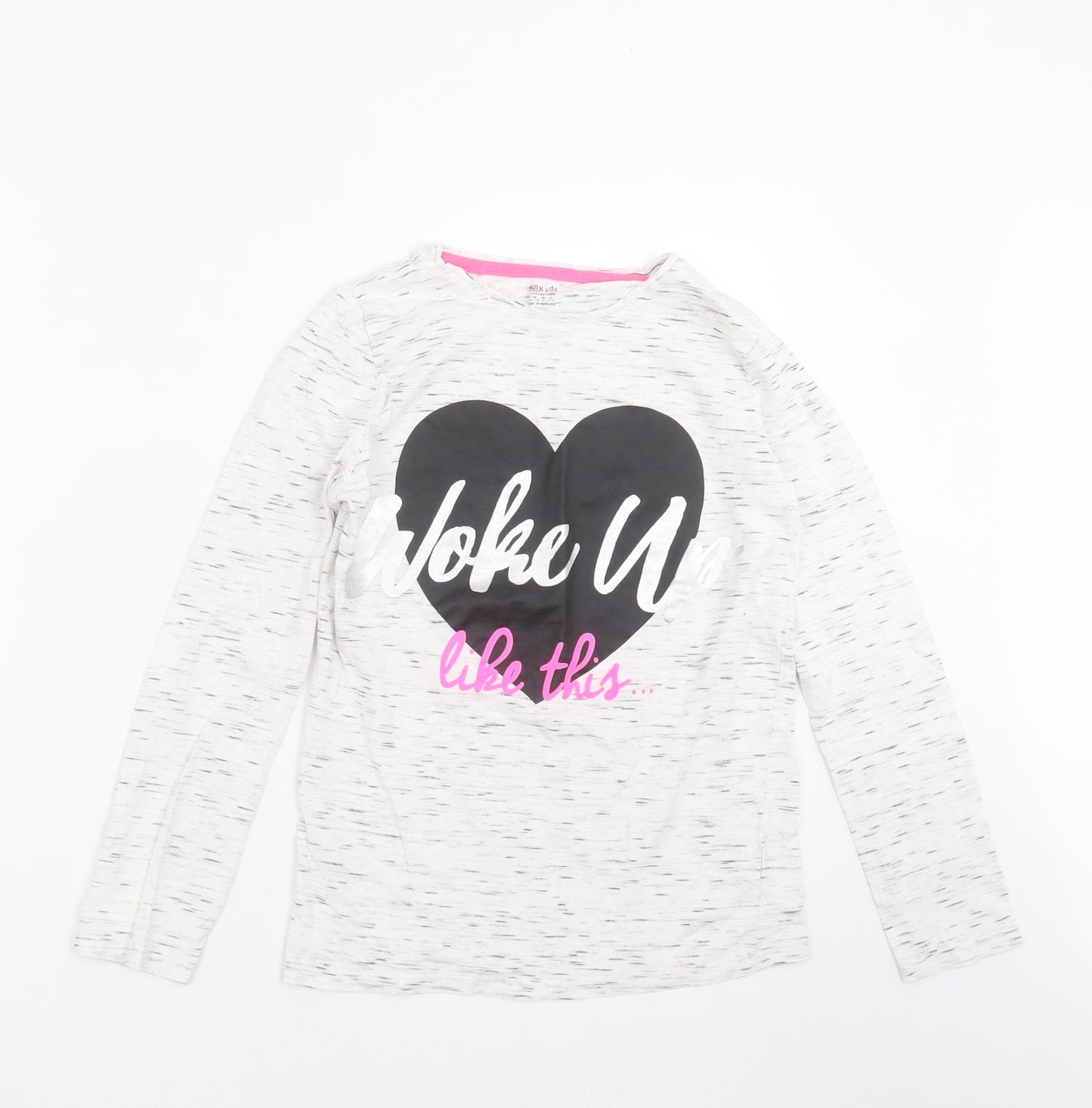 F&F Girls Grey   Basic T-Shirt Size 11-12 Years  - Woke up like this