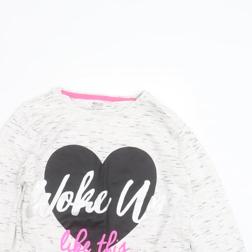 F&F Girls Grey   Basic T-Shirt Size 11-12 Years  - Woke up like this
