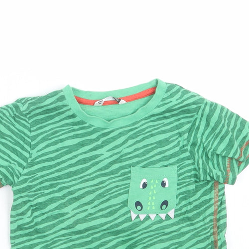 pep&Co Boys Green Animal Print  Basic T-Shirt Size 3-4 Years  - dinosaur
