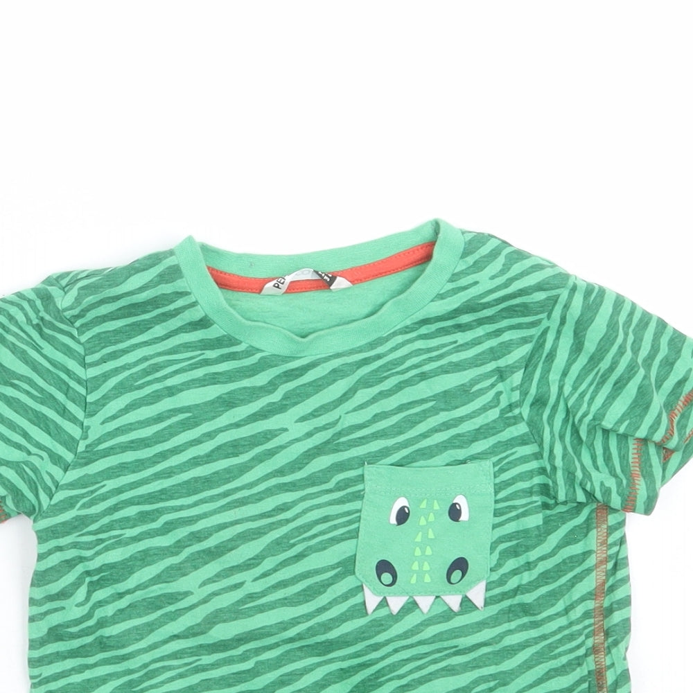 pep&Co Boys Green Animal Print  Basic T-Shirt Size 3-4 Years  - dinosaur