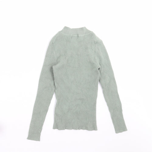 Primark Womens Green Striped Knit Pullover Jumper Size S