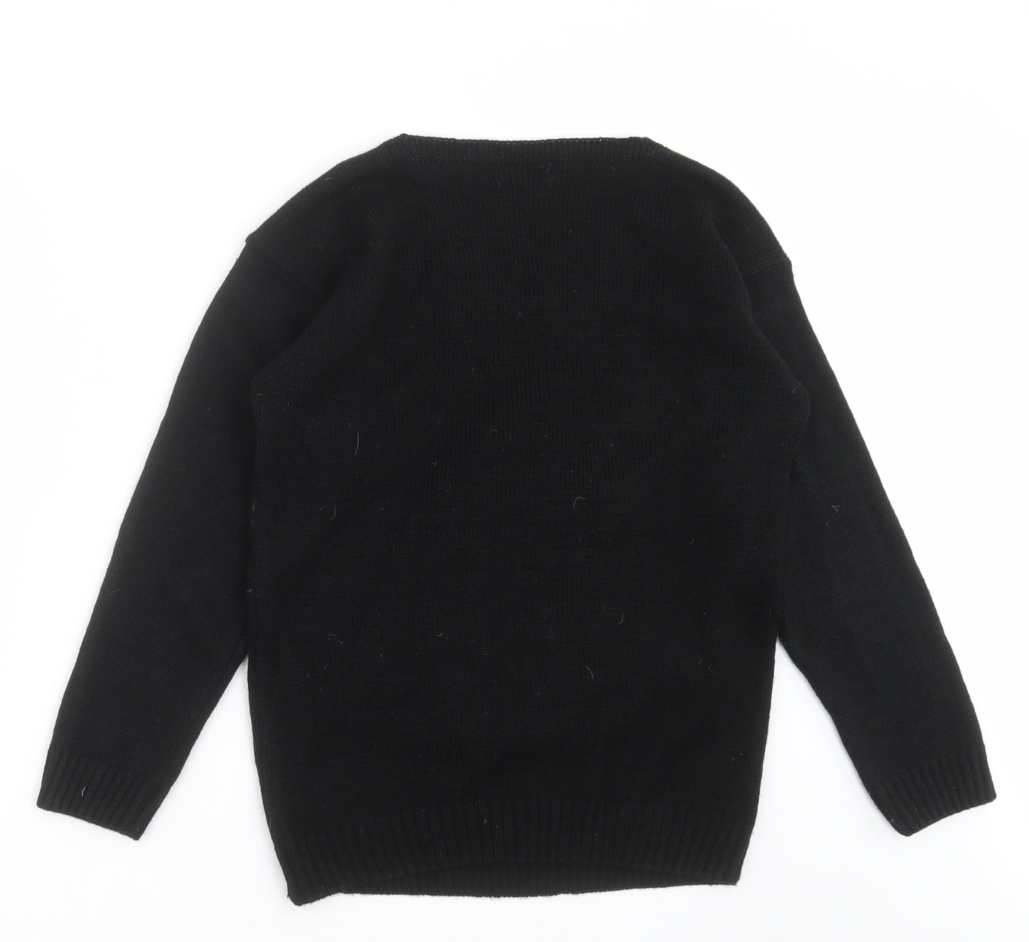 Pura Moda Womens Black  Knit Pullover Jumper Size S  - christmas tree