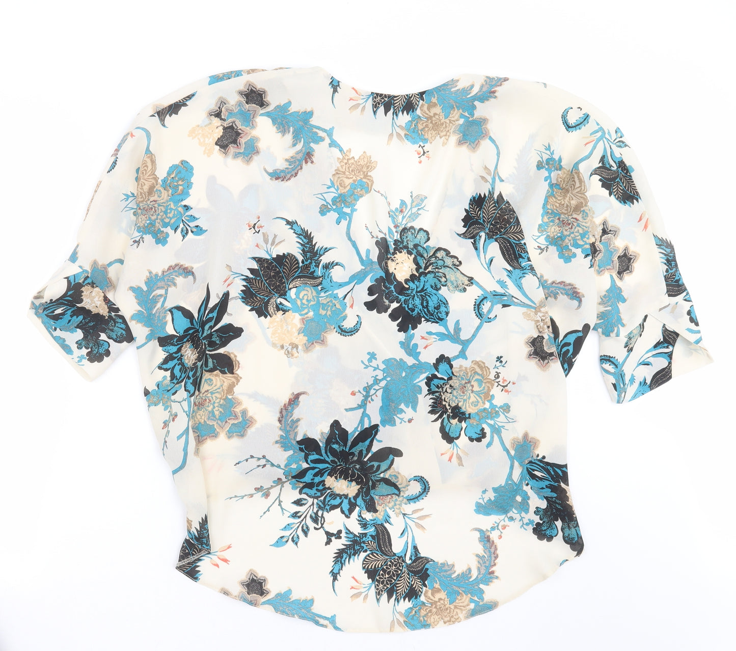 George Womens Ivory Floral  Basic Blouse Size 12