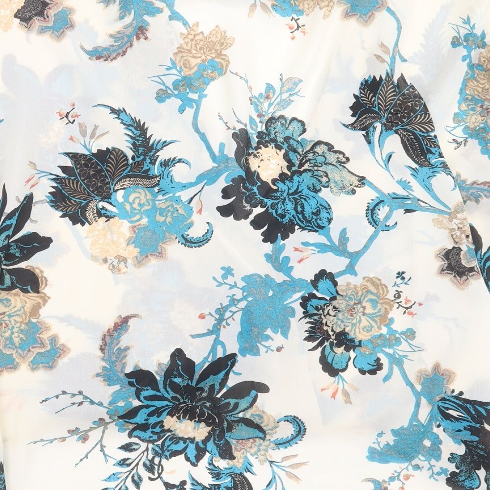 George Womens Ivory Floral  Basic Blouse Size 12