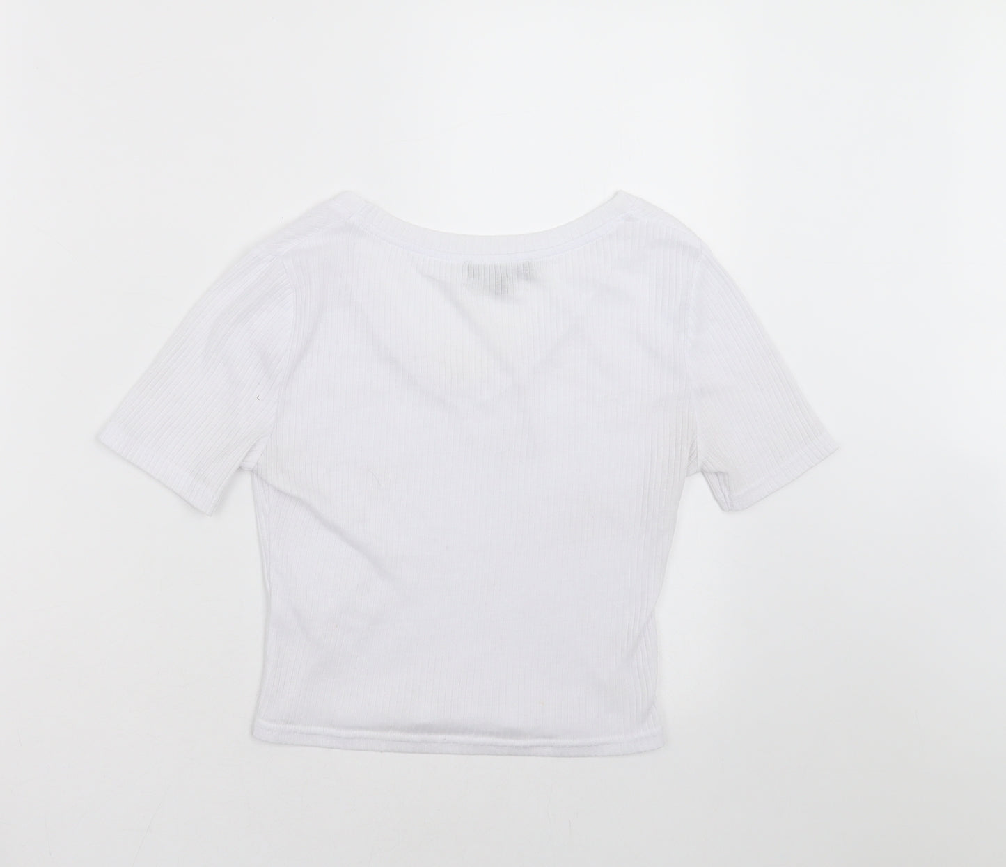 New Look Womens White Striped  Basic T-Shirt Size 8