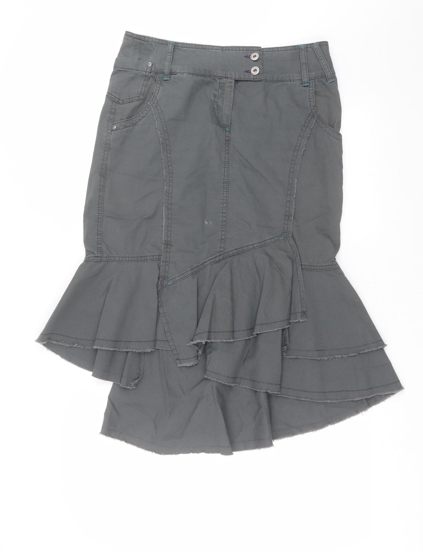 NEXT Womens Grey  Denim Trumpet Skirt Size 12