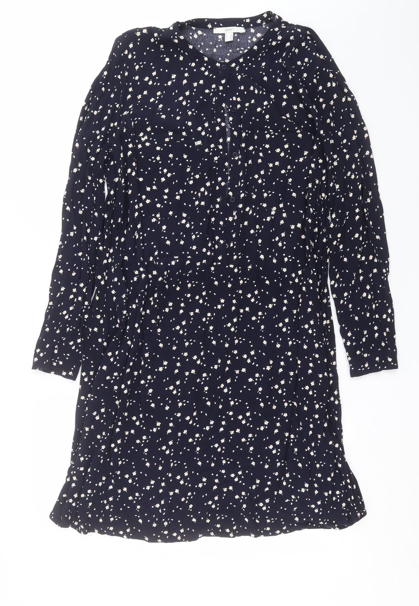 Esprit Womens Blue Floral  Shirt Dress  Size 16