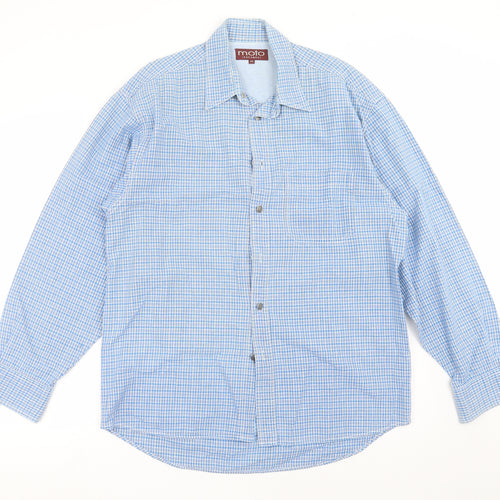 Moto Jeanswear Mens Blue Check   Button-Up Size M
