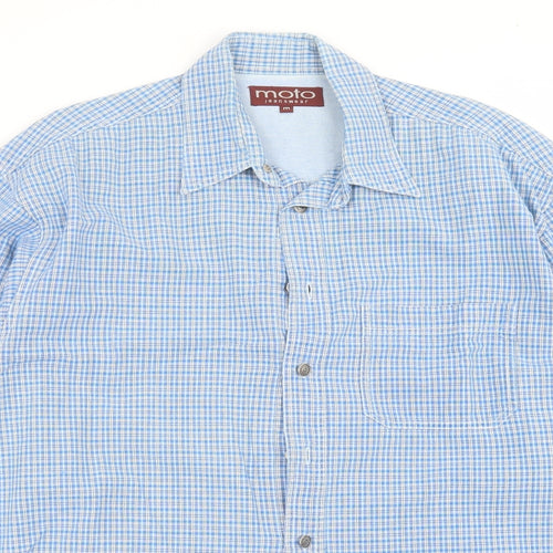 Moto Jeanswear Mens Blue Check   Button-Up Size M