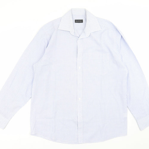 Burton Mens Blue Check   Button-Up Size 15.5
