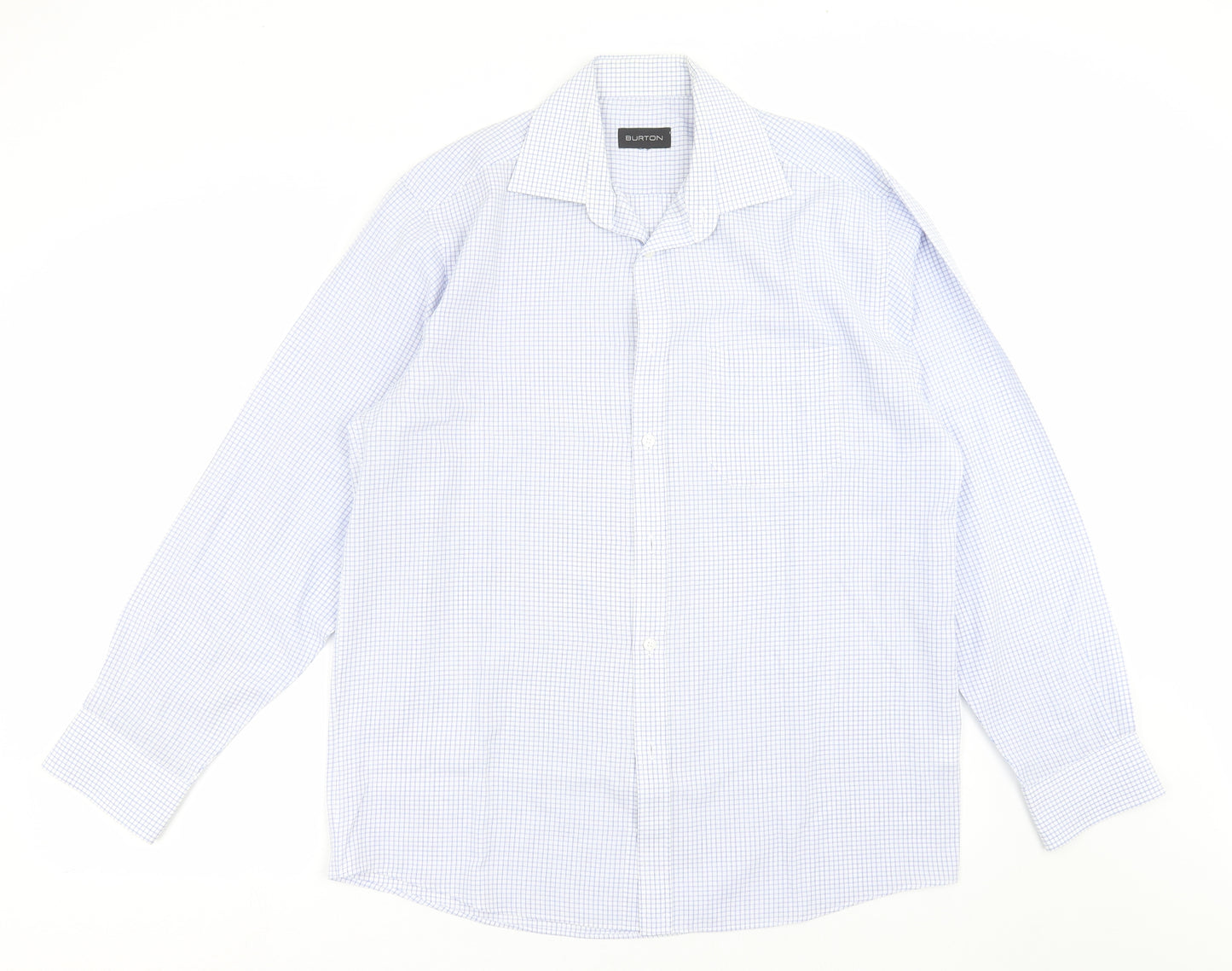 Burton Mens Blue Check   Button-Up Size 15.5