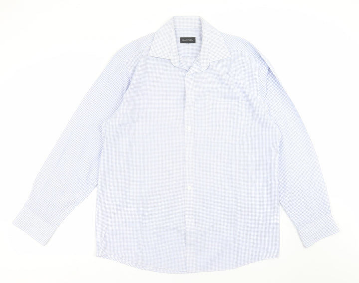 Burton Mens Blue Check   Button-Up Size 15.5