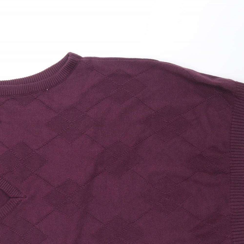 Infinity man Mens Purple Argyle/Diamond Knit Pullover Jumper Size 2XL