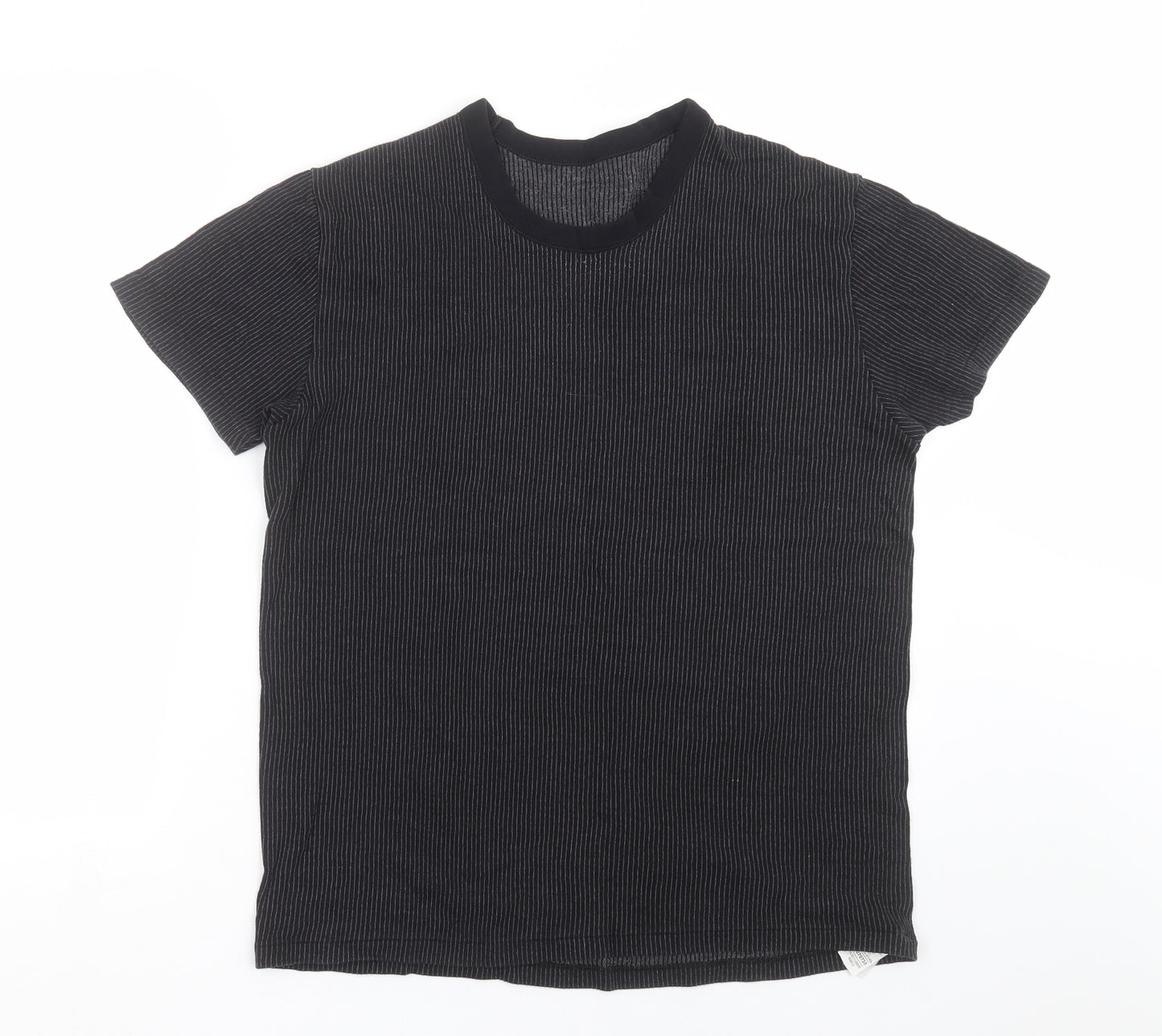 Marks and Spencer Mens Black Striped   T-Shirt Size L