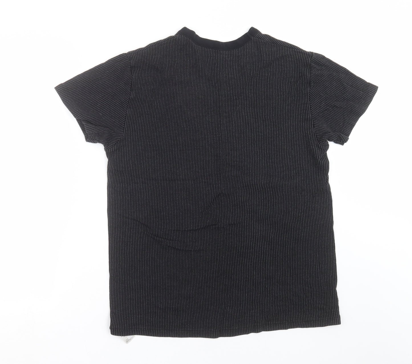Marks and Spencer Mens Black Striped   T-Shirt Size L