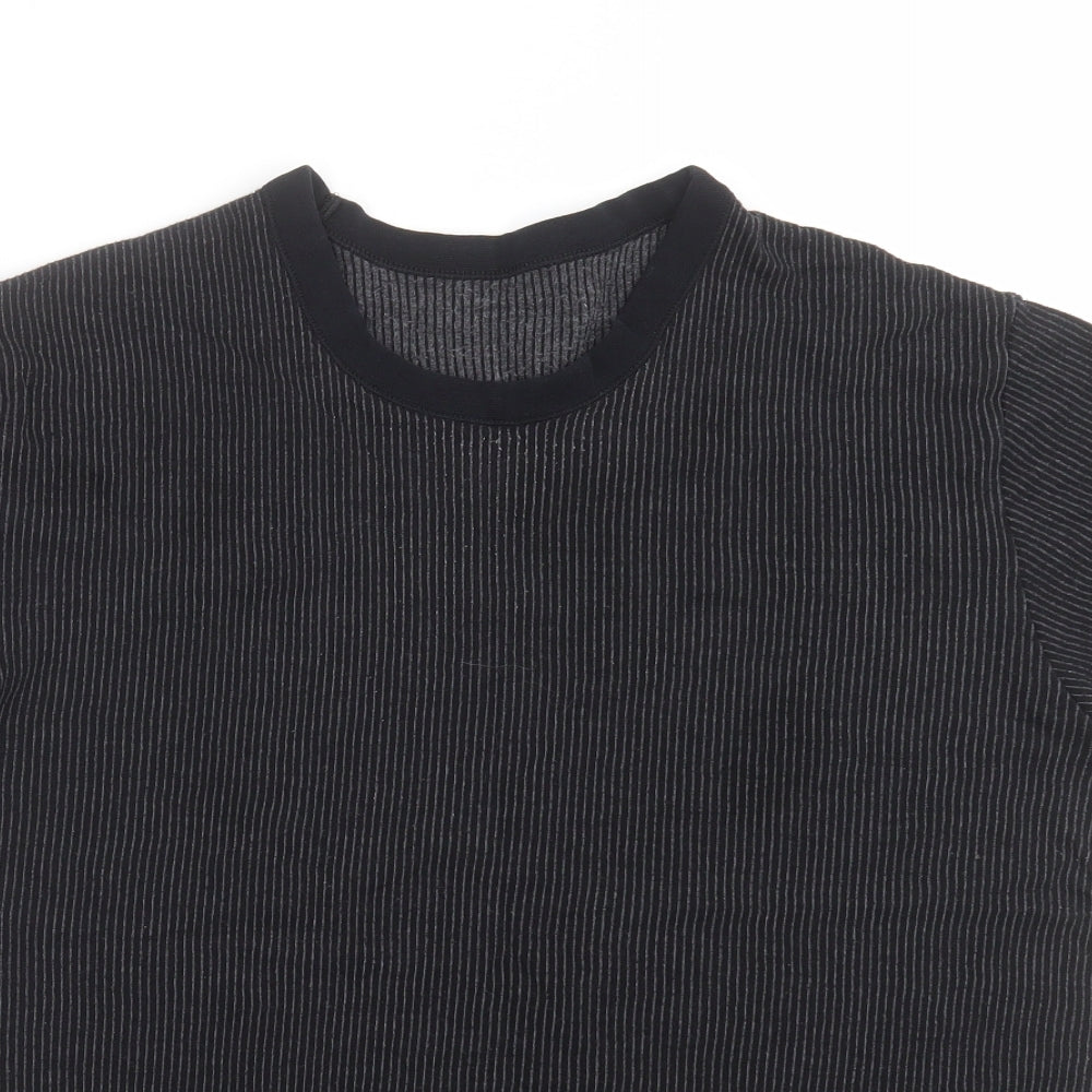 Marks and Spencer Mens Black Striped   T-Shirt Size L