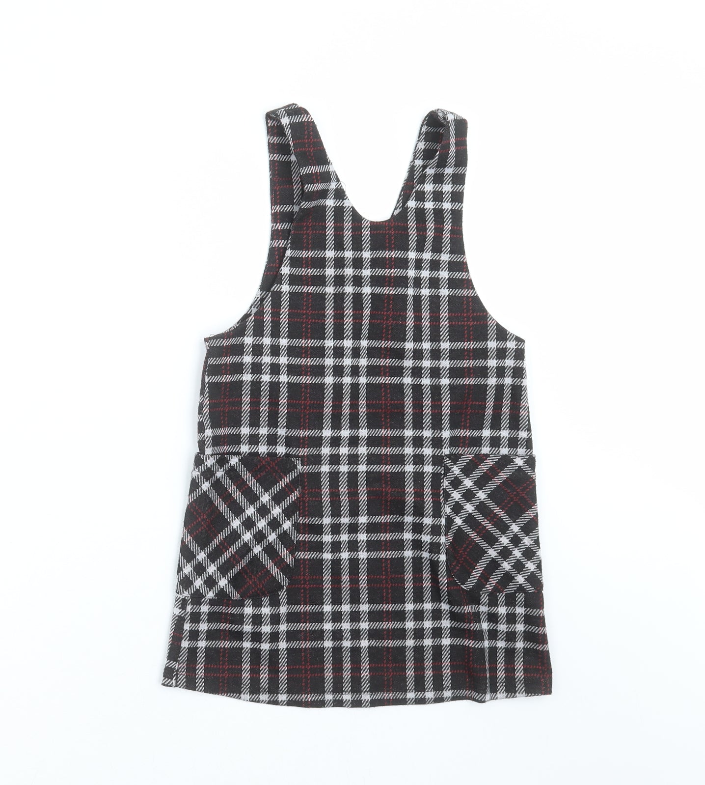 Nutmeg Girls Black Check  Pinafore/Dungaree Dress  Size 5-6 Years