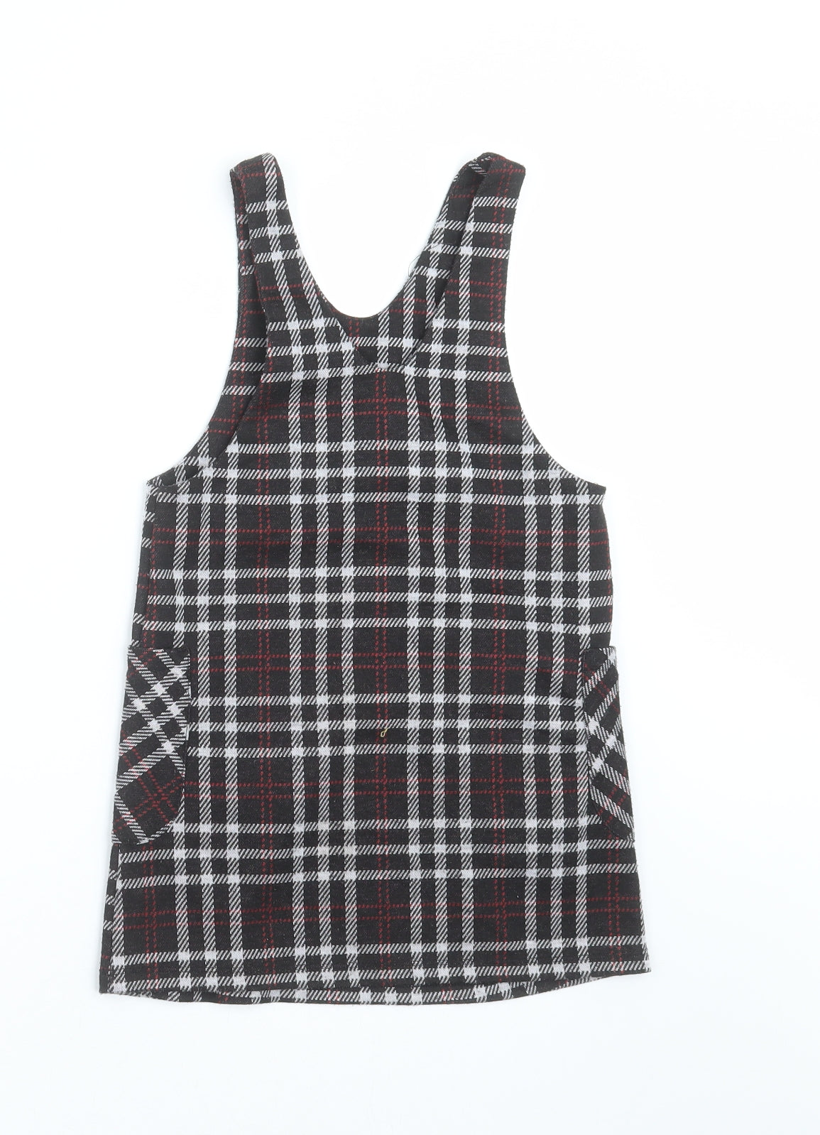Nutmeg Girls Black Check  Pinafore/Dungaree Dress  Size 5-6 Years